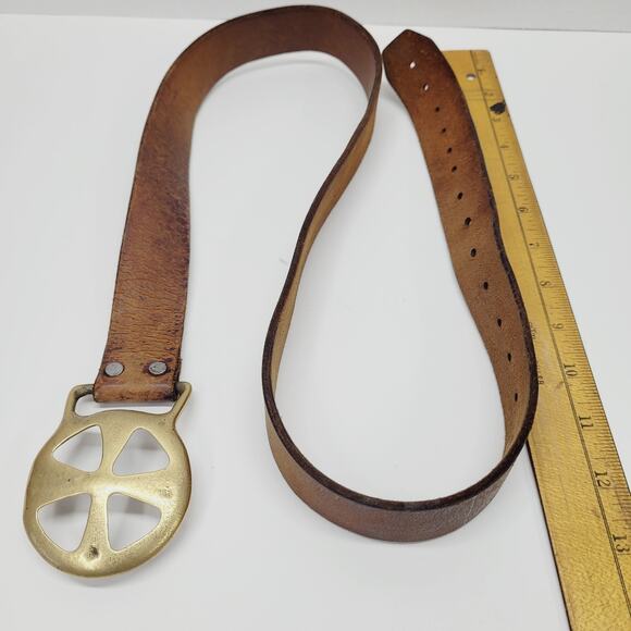 Rare VTG Belt & Buckle Duncan Laurie Solid Brass Leather Collectible Cross 1970 main image 8